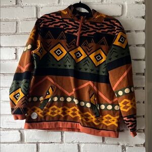 Women’s Patterned Half-Zip Sweater Jacket - Rust Multi